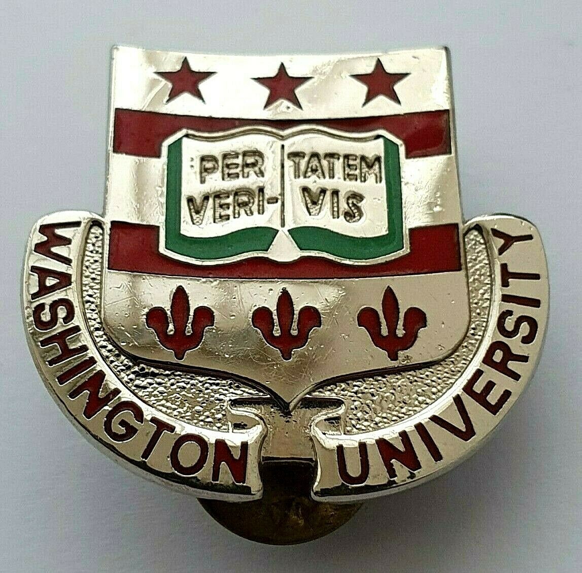 1950\'s Washington University Enamel Pin Badge U.S.A - Vintage N.S Meyer  Chromed