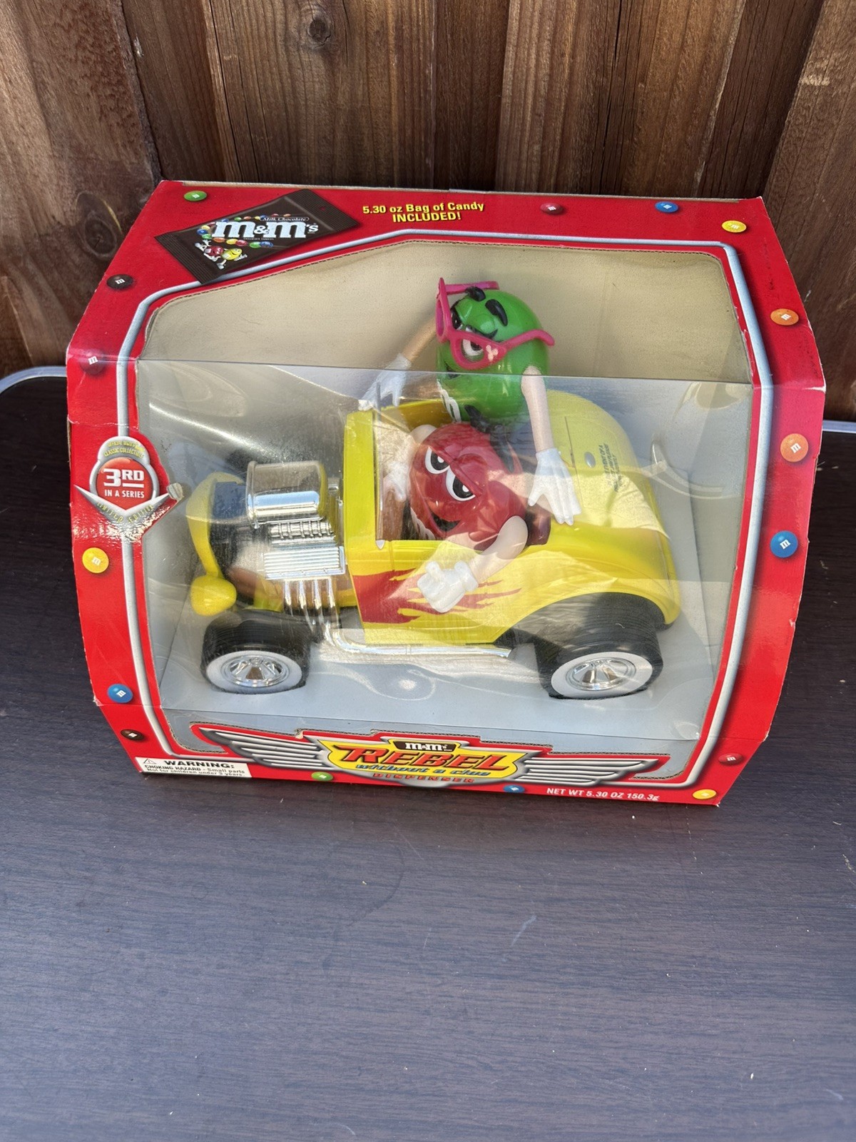 M&M\'s Rebel Without A Clue Yellow Hot Rod Car Candy Dispenser Red Green Ltd Ed M&M\'s Rebel Without A Clue Yellow Hot Rod Car Candy Dispenser Red Green Ltd Ed