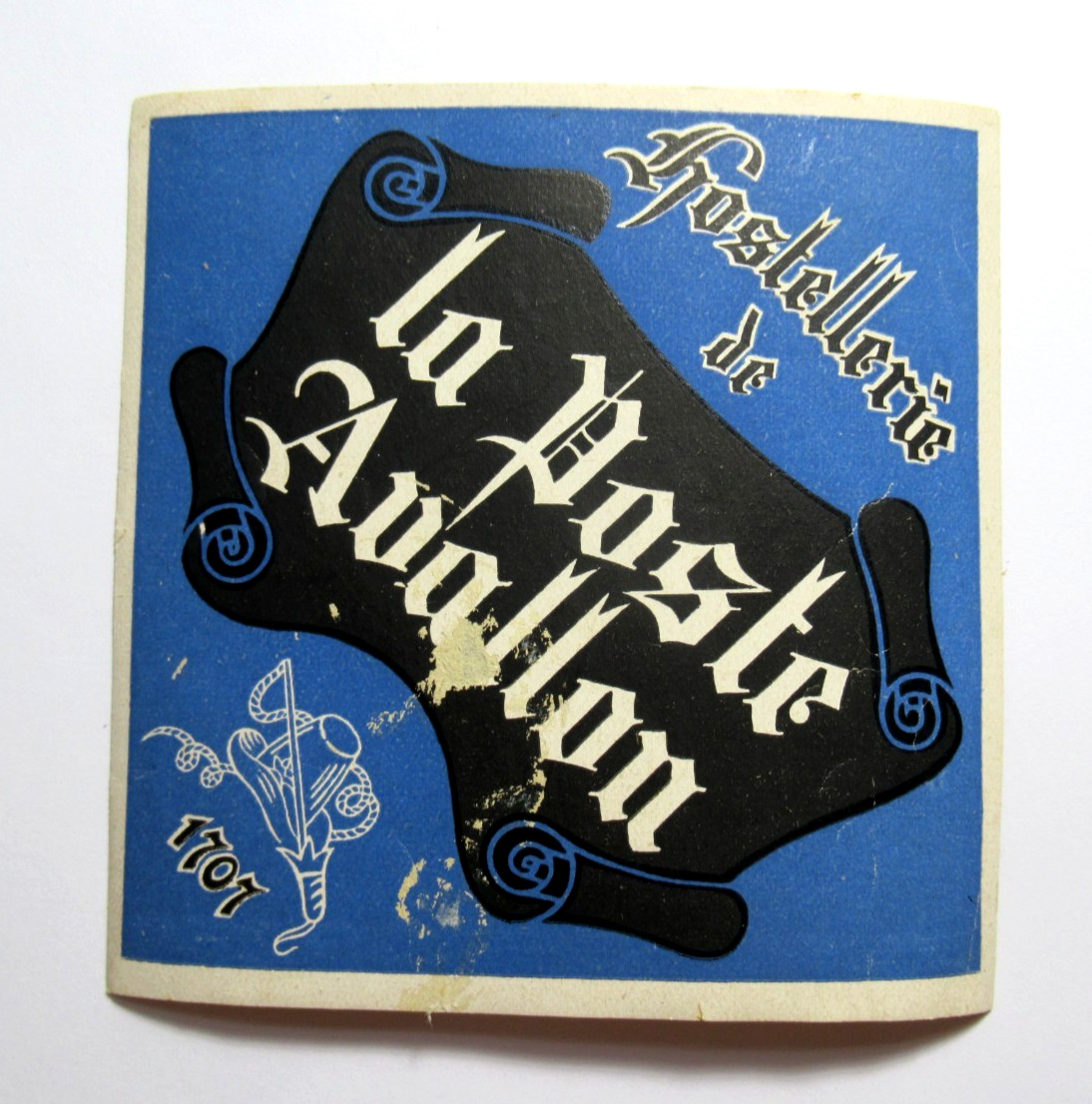 Vintage Hostellerie de la Poste Avallon France Hotel Luggage Label Sticker OG