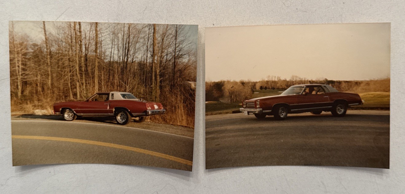 2x 1976 Chevy Monte Carlo Original Photographs Photo Taken In 1978 Red White