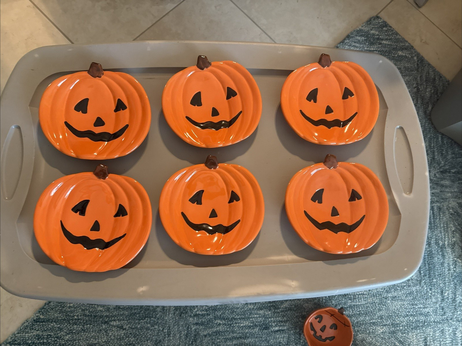 Pottery Barn Halloween Jack O Lantern Pumpkin Ceramic 7.5\ Pottery Barn Halloween Jack O Lantern Pumpkin Ceramic 7.5\