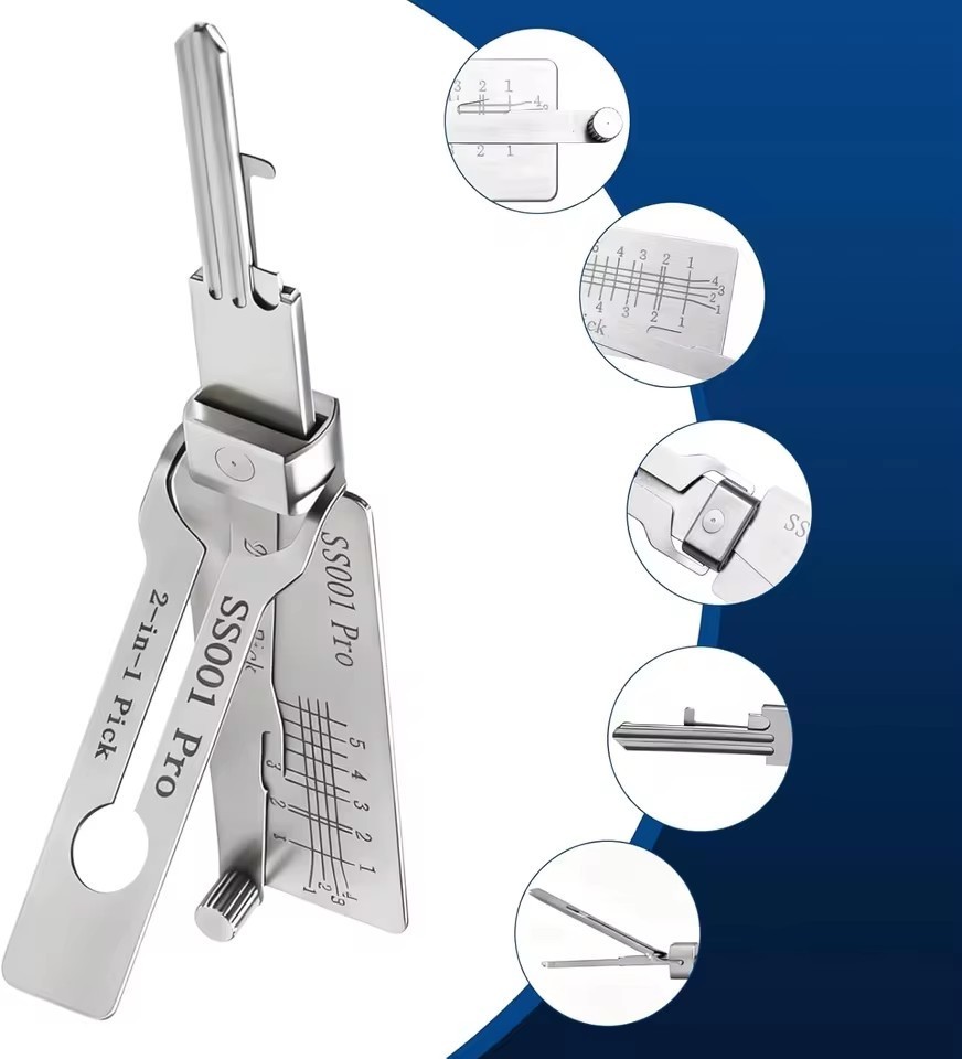 2-in-1 Stainless Steel Key Decoder Locksmith SS001 PRO Lock Repair Tools Kit 1PC 2-in-1 Stainless Steel Key Decoder Locksmith SS001 PRO Lock Repair Tools Kit 1PC
