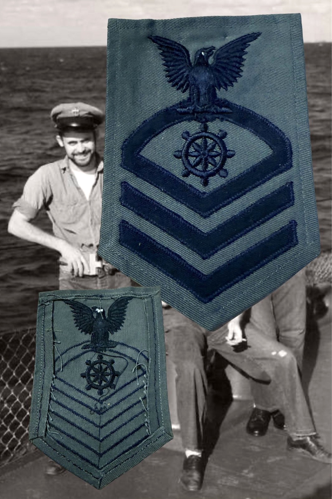 UNISSUED 1943 USN Navy CHIEF QUARTERMASTER WORKING GRAY UNIFORM WWII RATE