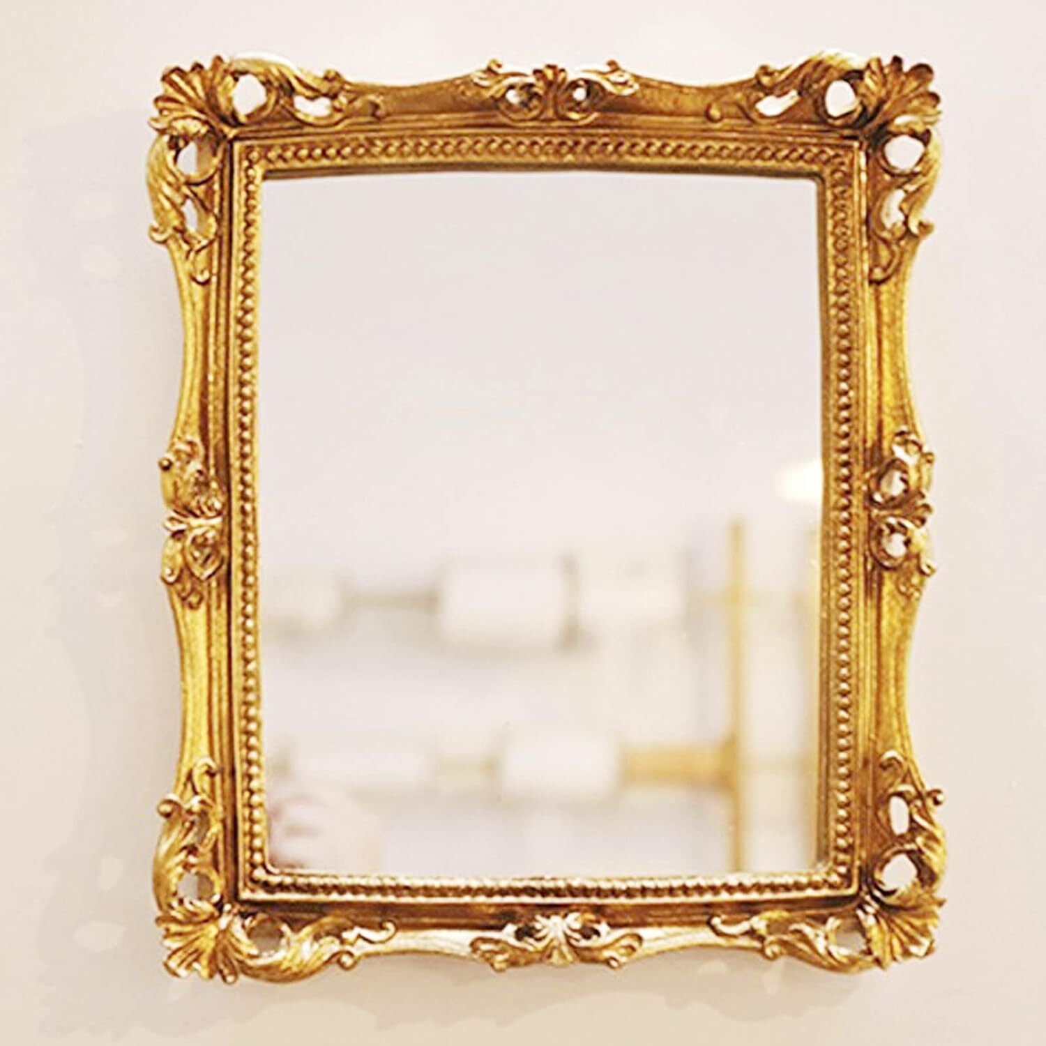 Ornate Gold Baroque Frame Mirror Luxury Elegant Small Rectangle Square Gold W...