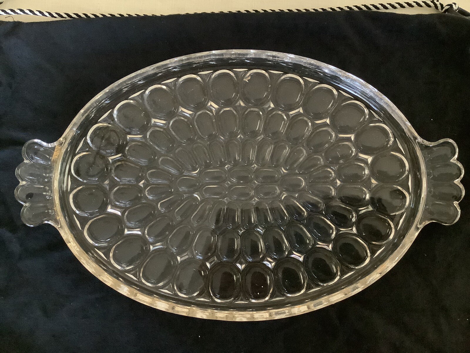 Vintage Pressed Glass Oval Dresser Vanity Tray 13\