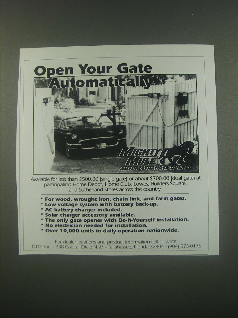 1991 Mighty Mule Automatic Gate Opener Ad - Open your gate automatically 1991 Mighty Mule Automatic Gate Opener Ad - Open your gate automatically