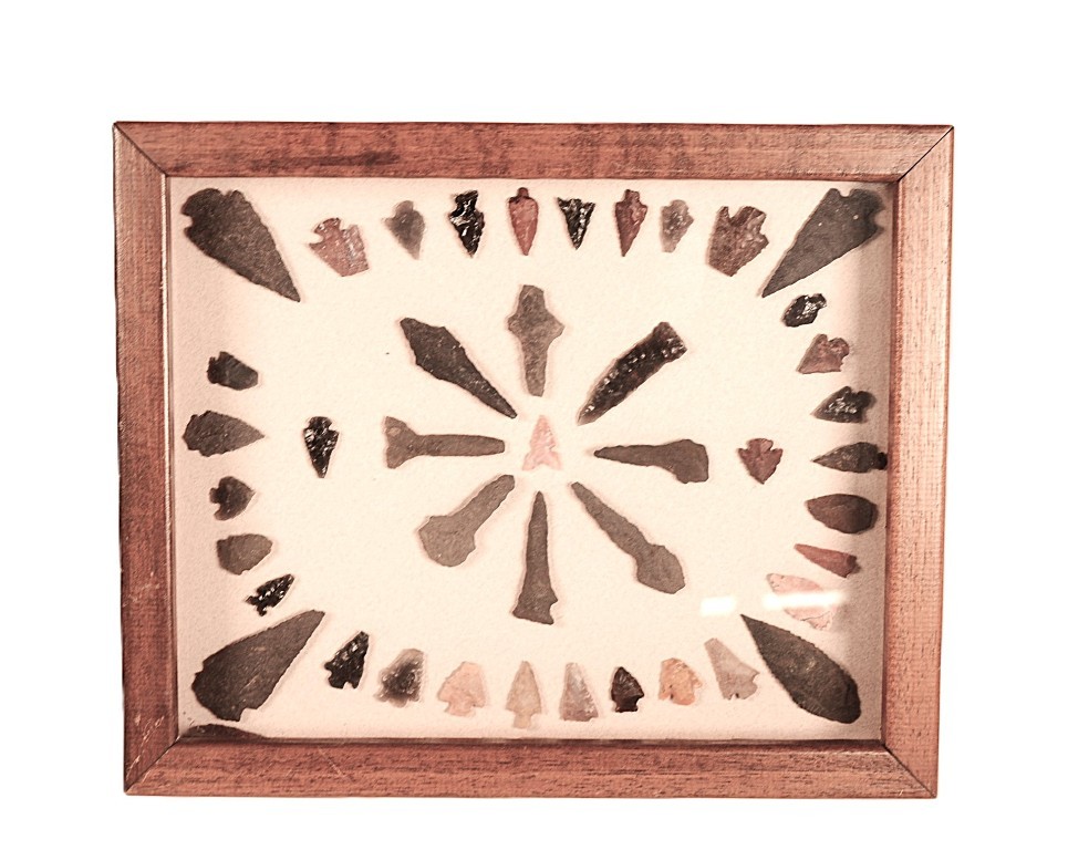 Oregon/Washington Frame of Arrowheads, Points and Drills Early Man Artifacts