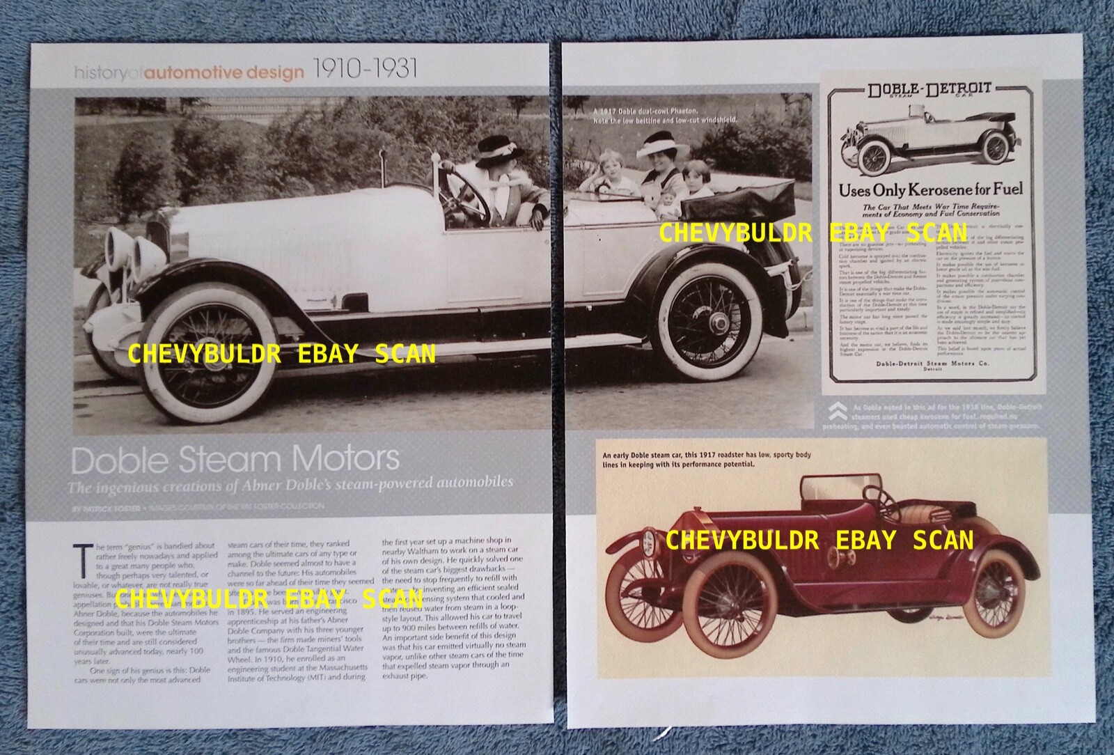 1910-1931 Doble Steam Motors History Info Article \