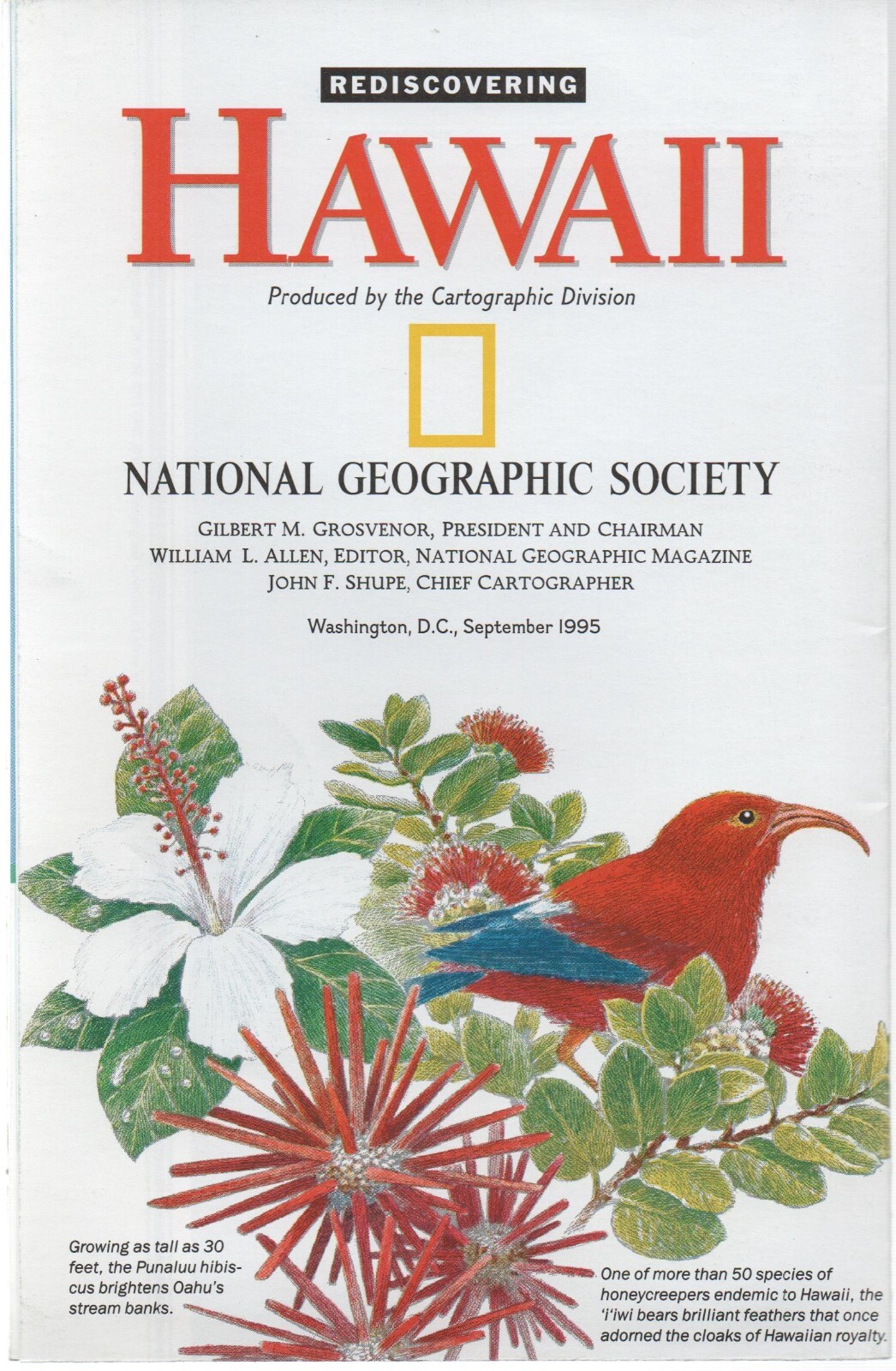 Rediscovering Hawaii National Geographic Map 1995 Vintage good shape