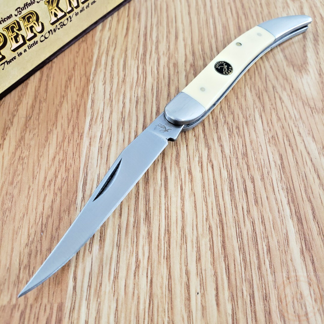 Roper Knives Pecos Large Folding Knife Carbon Steel Blade Yellow Delrin Handle