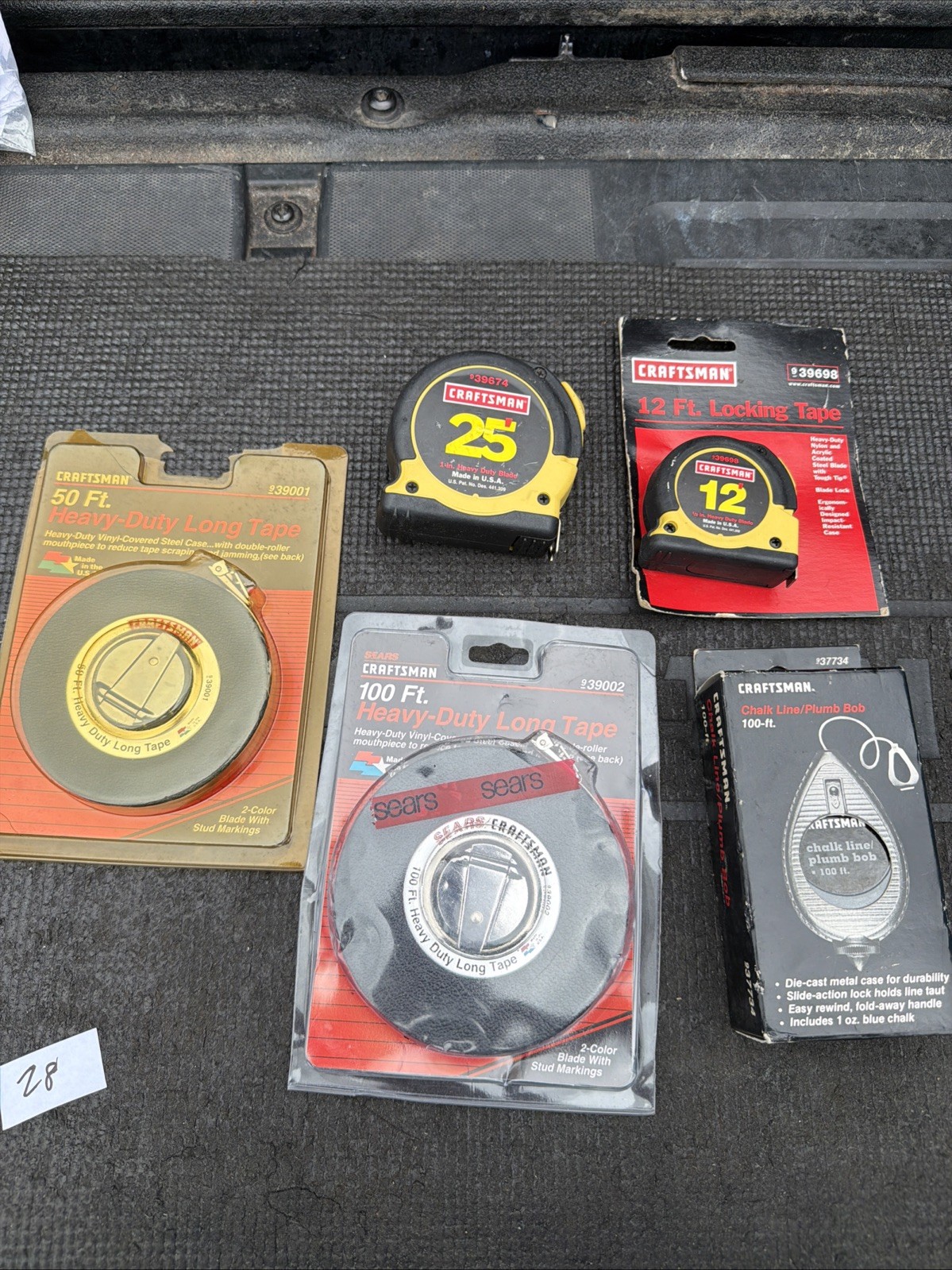 5pc Sears Craftsman USA Nos Tape Measure Plumb Bob Lot Long 39001 39002 39698