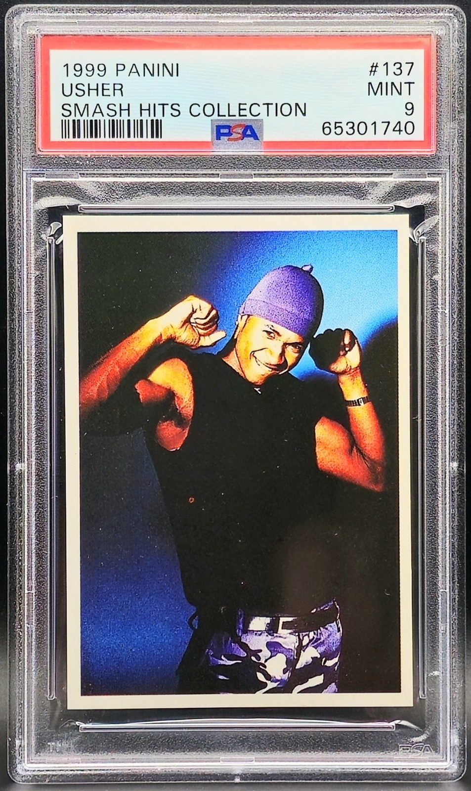 Usher RC 1999 Panini Smash Hits Collection #137  Rookie PSA 9 Mint