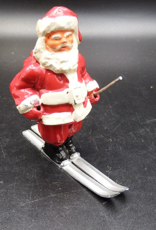 VTG Barclay Diecast 1950's Santa Skier Figurine - only 1 ski VTG Barclay Diecast 1950's Santa Skier Figurine - only 1 ski