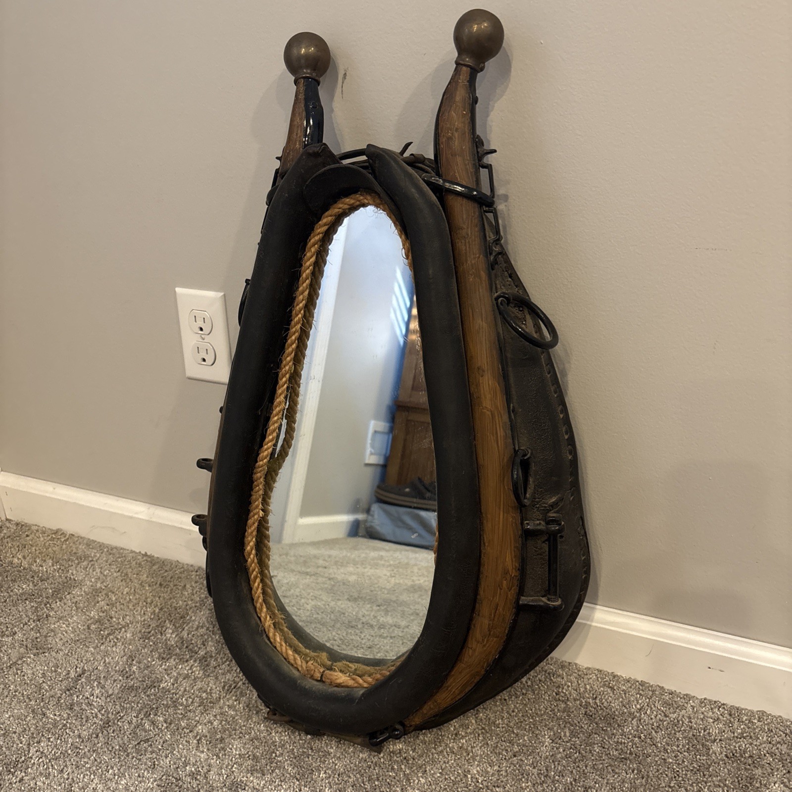 A Beautiful Antique Mirrored Horse Collar Handmade For A Local Farmer