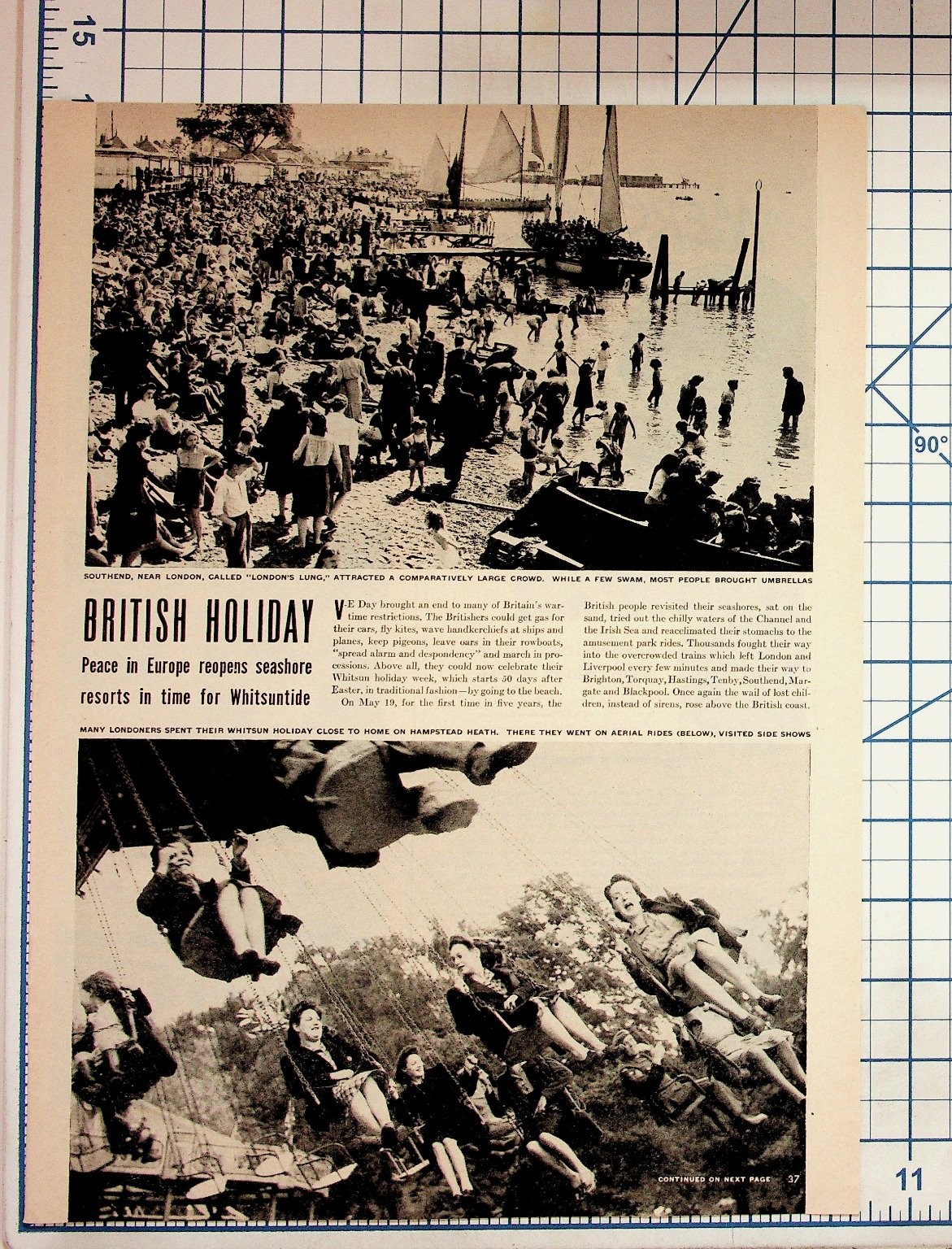 1945 British Holiday Post-WWII Magazine Article Whitsuntide Beach Hampstead 1945 British Holiday Post-WWII Magazine Article Whitsuntide Beach Hampstead