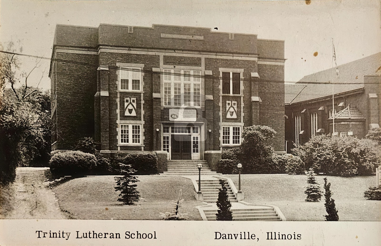 Danville IL Illinois Trinity Lutheran School RPPC Photo Postcard COPY