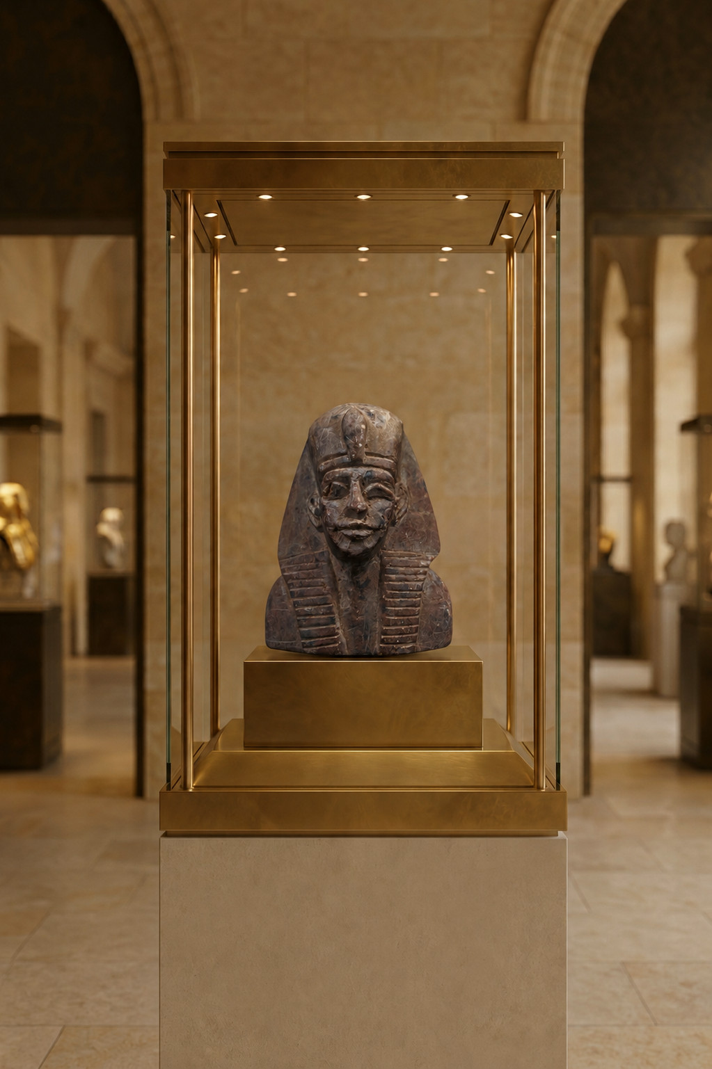 Tutankhamun bust sculpture portraying the legendary boy king, Authentic antique