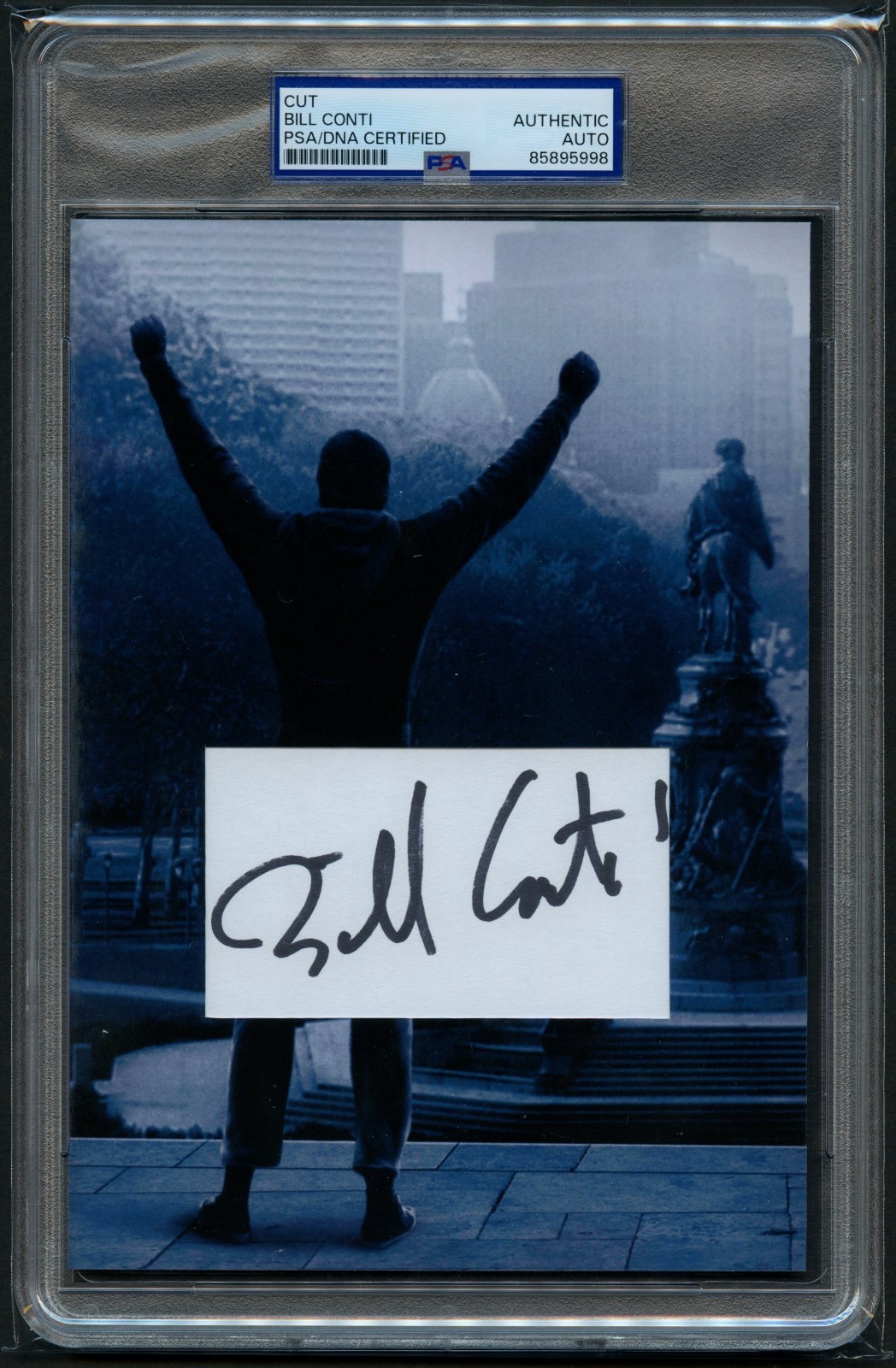 Bill Conti signed autograph 5.5x8 ROCKY Composer / Conductor Custom Cut PSA Slab
