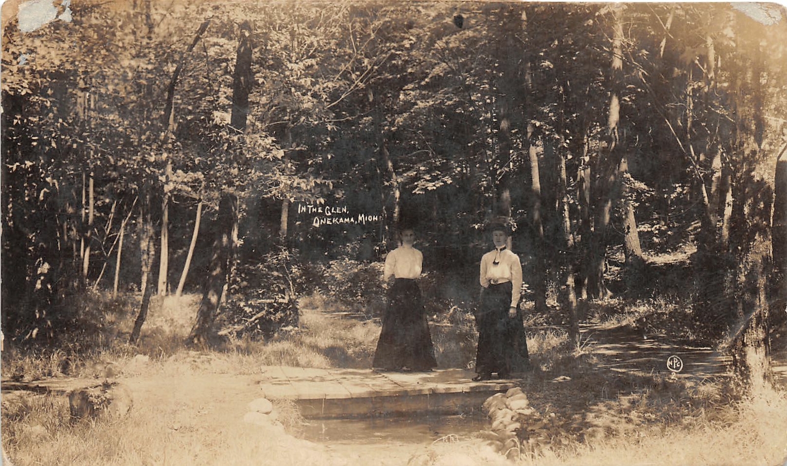 H4/ Onekama Michigan RPPC Postcard c1910 In The Glen Women 2