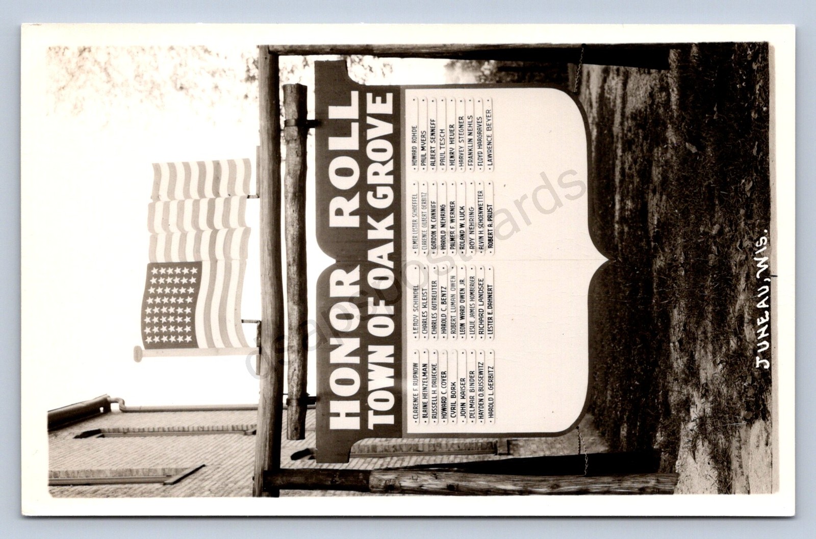 J90/ Juneau Wisconsin RPPC Postcard c1940s Oak Grove Honor Roll 112