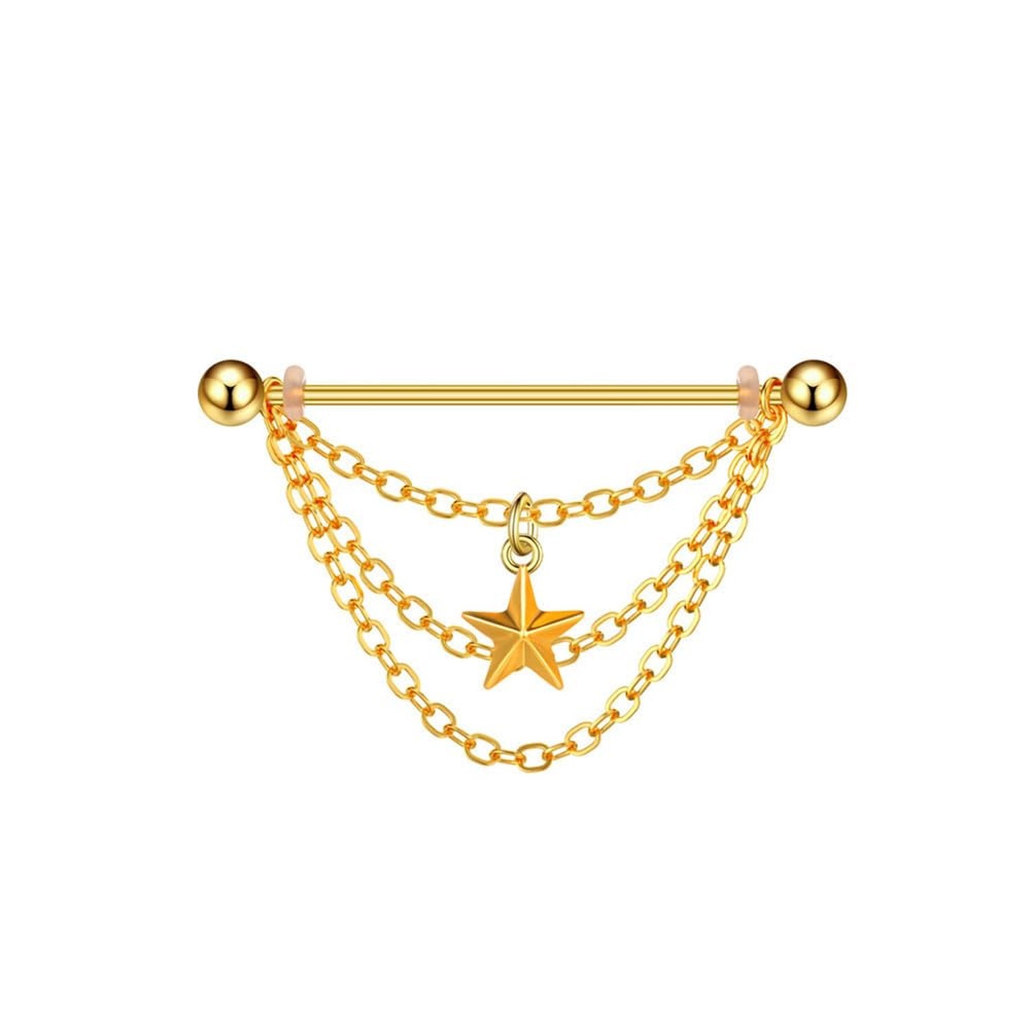 14G Star Chains Dangle Industrial Barbell Earrings for Women Men Stainless St... 14G Star Chains Dangle Industrial Barbell Earrings for Women Men Stainless St...