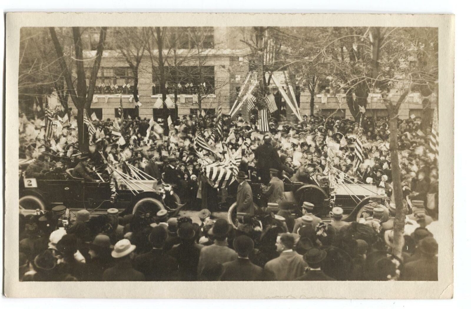 RPPC Postcard Parade American Flags Fond Du Lac WI Wisconsin 