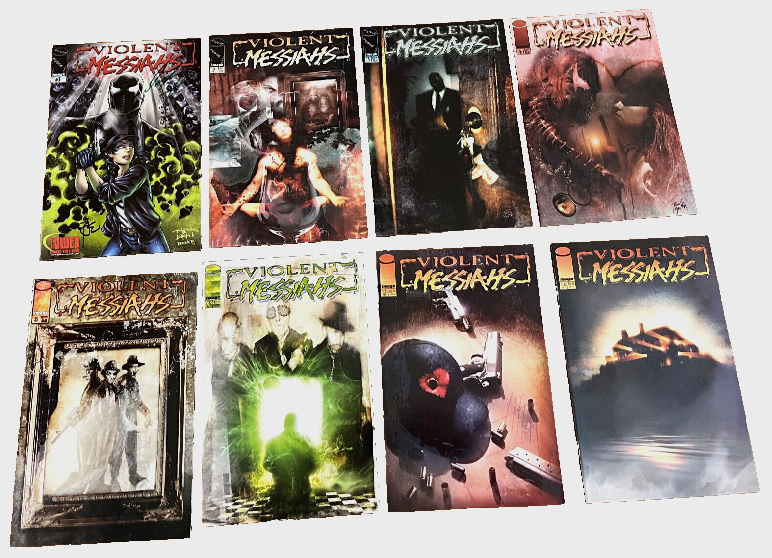 LOT OF 8 VIOLENT MESSIAH'S COMICS ( # 1 thru 8 )- ISSUE # 1 is DOUBLE SIGNED 