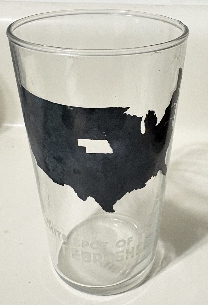 Vintage 1930s White Spot Of The Nation Nebraska State Map Glass Depression Era