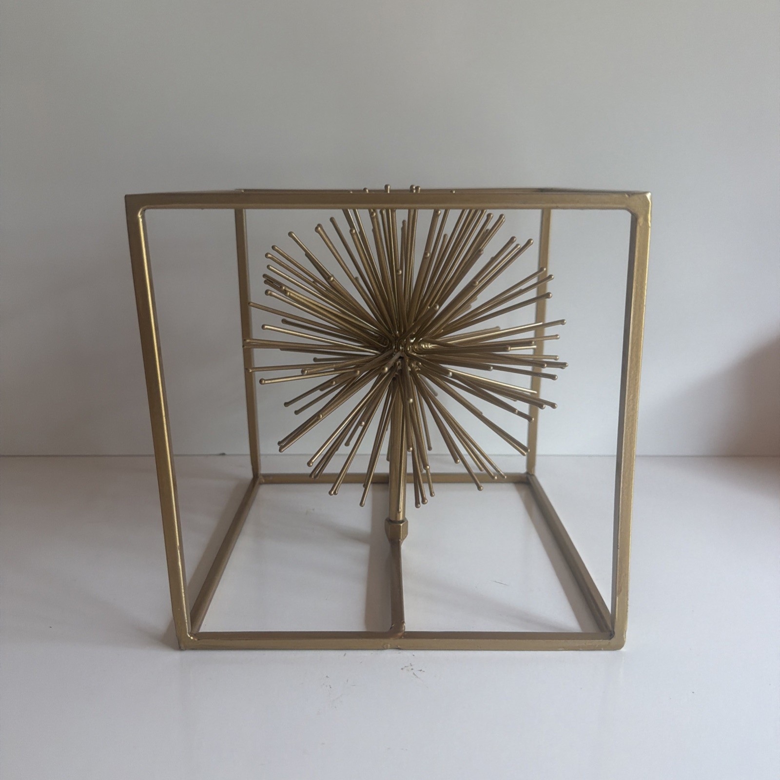 Cool Mid Century Modern GOLD STARBURST SCULPTURE CUBE SURROUND. Retired . Decor