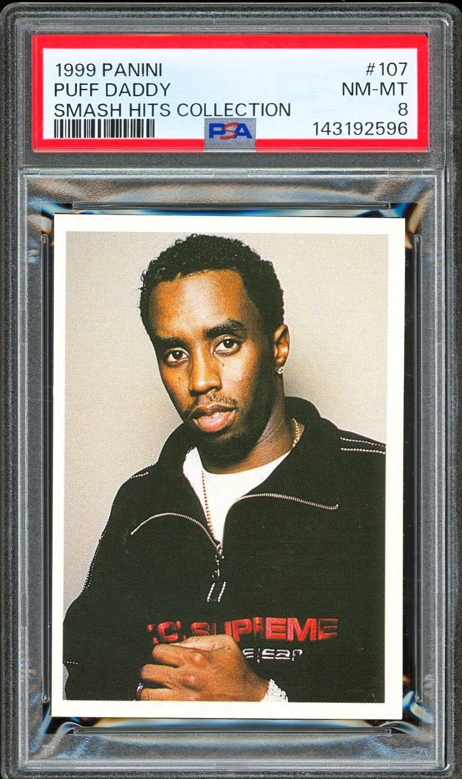 1999 Panini Smash Hits Sticker #107 ~ Puff Daddy Diddy Rookie ~ PSA 8 NM-MT 1999 Panini Smash Hits Sticker #107 ~ Puff Daddy Diddy Rookie ~ PSA 8 NM-MT