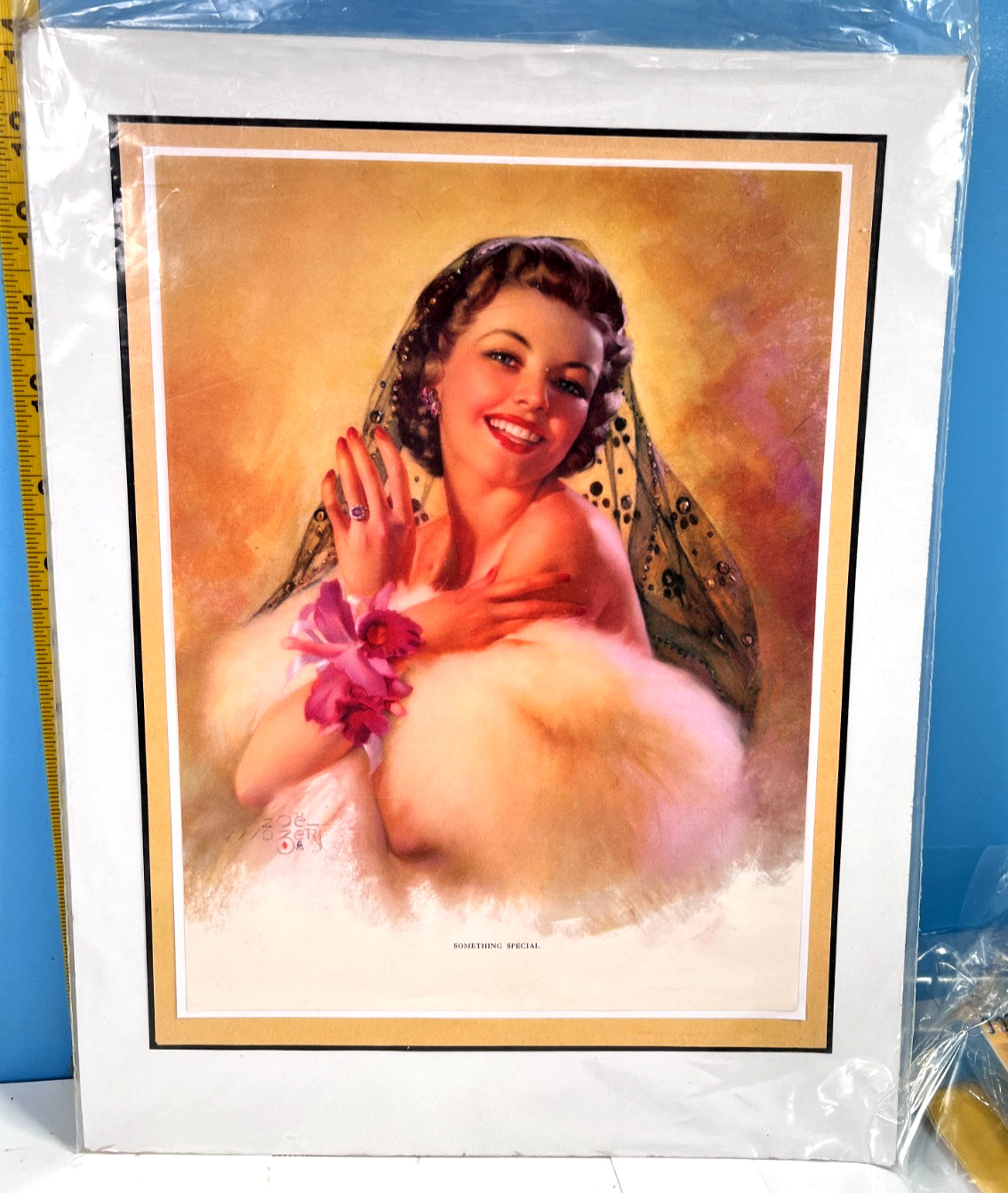 Vintage Zoe Mozert Pinup Girl Matted Litho \