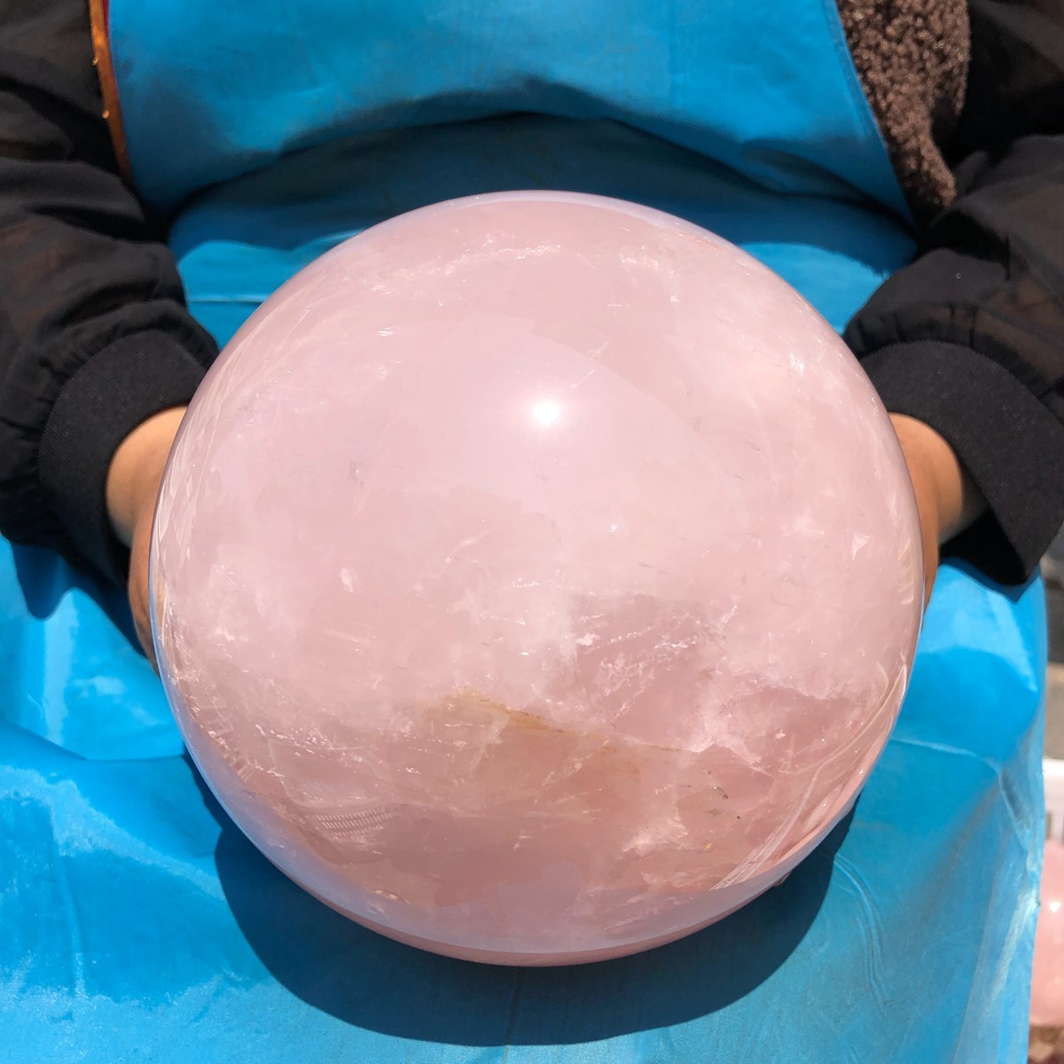 12.12LB Natural Pink Rose Quartz Crystal Sphere Ball Healing Reiki 5069