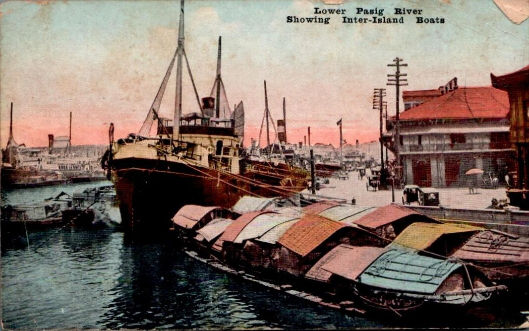 Postcard Lower Pasig River Inter Island Boats Philippines DVB 27