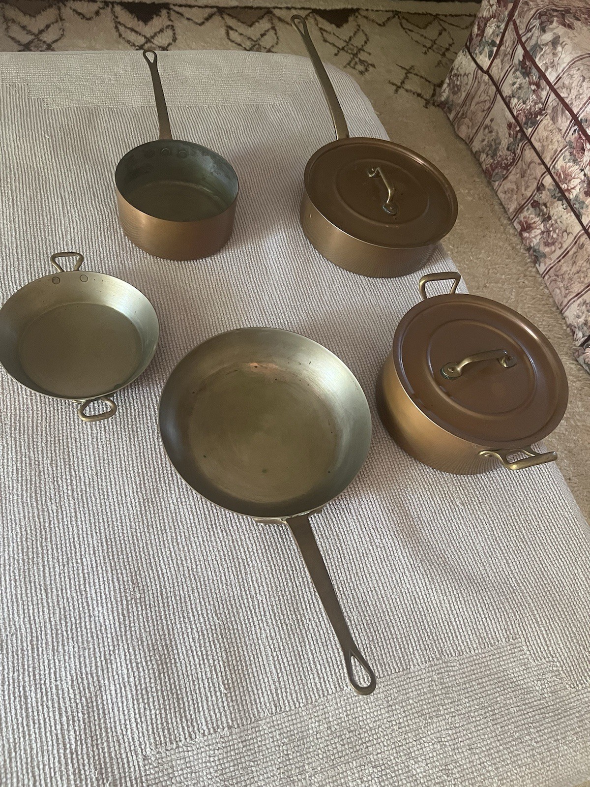 Vintage Metaux Ouvres- Vesoul Art De Cuisine 7 Piece Copper Pots Stamped