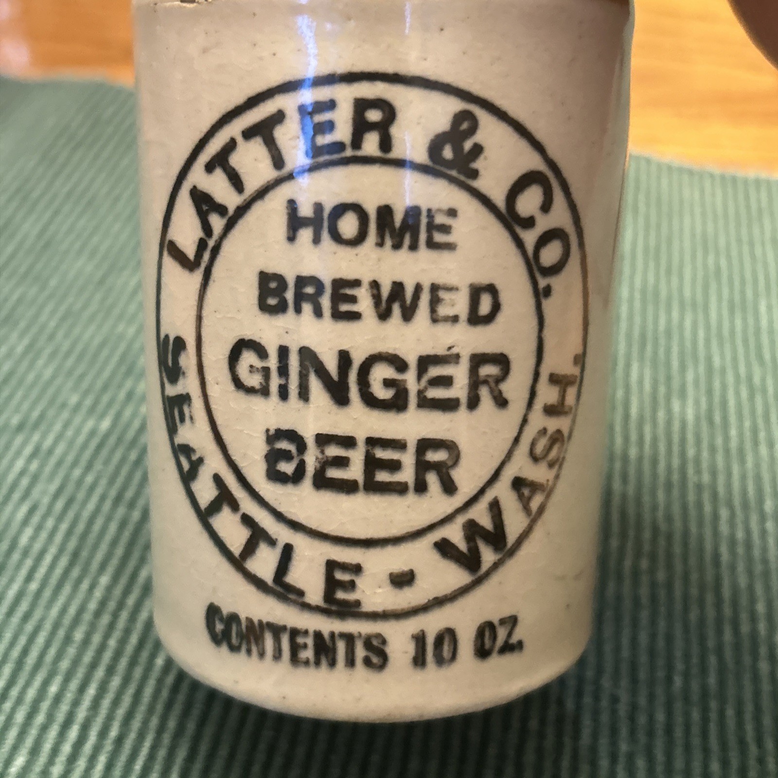 Vintage Stoneware Latter & Co Ginger Beer Bottle, Seattle WA  beautiful