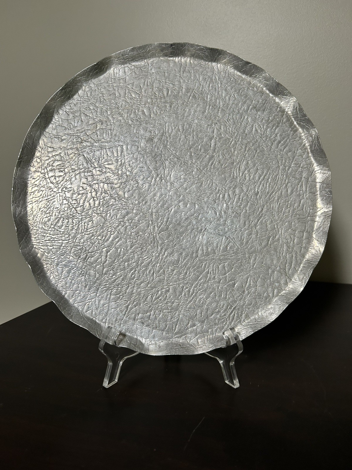 Vintage Crinkle Etched Aluminum Serving Tray 13