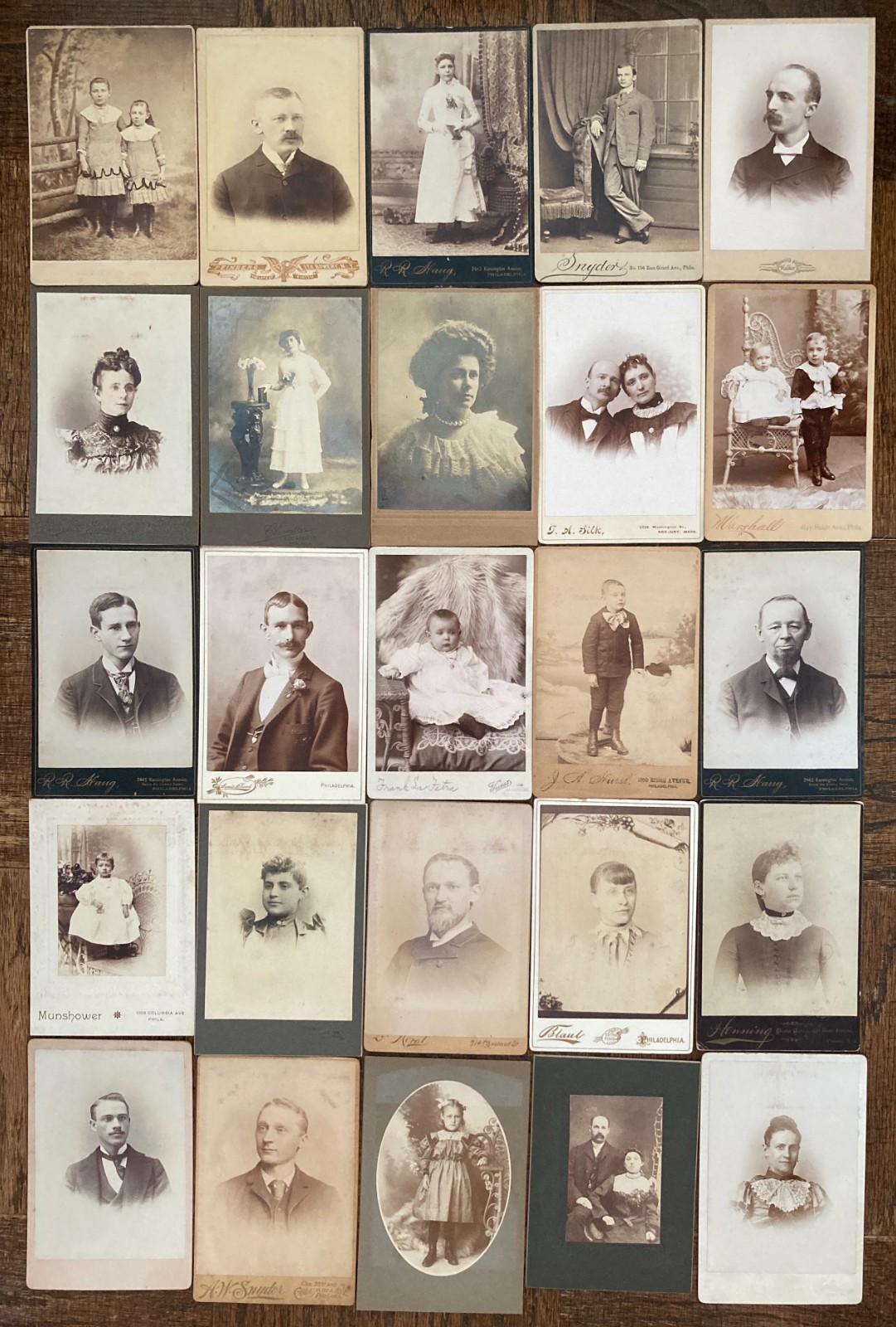 Lot of 55 Antique Cabinet Card CDV Photographs: Philadelphia 1800s 1900s – Named