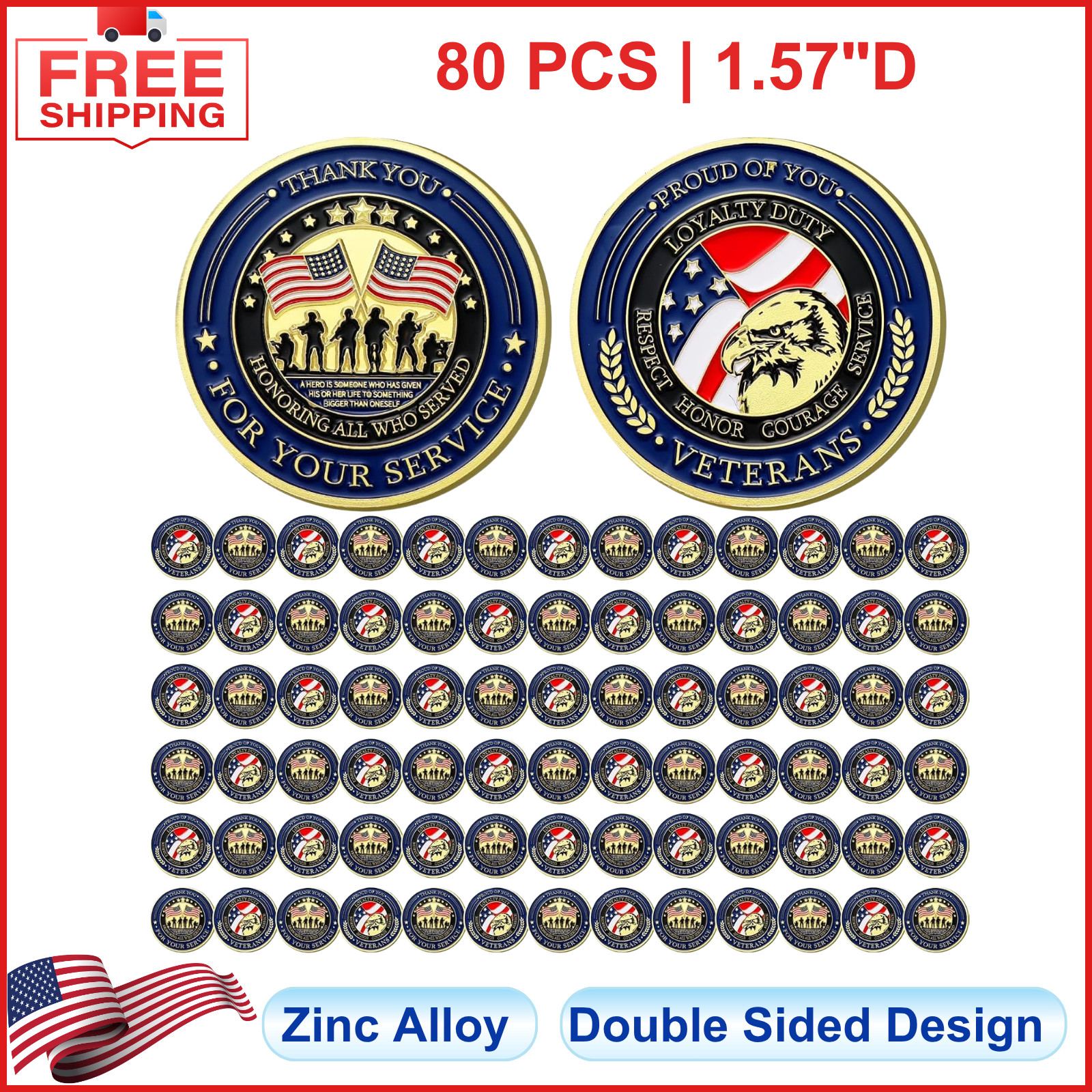 80 Pcs Military Challenge Coins Thank You for Your Service Veterans Appreciation 80 Pcs Military Challenge Coins Thank You for Your Service Veterans Appreciation