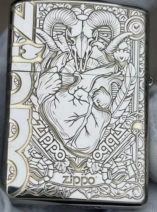 Zippo Marlboro Heart Skull Silver Gold Lighter Collectible + Box