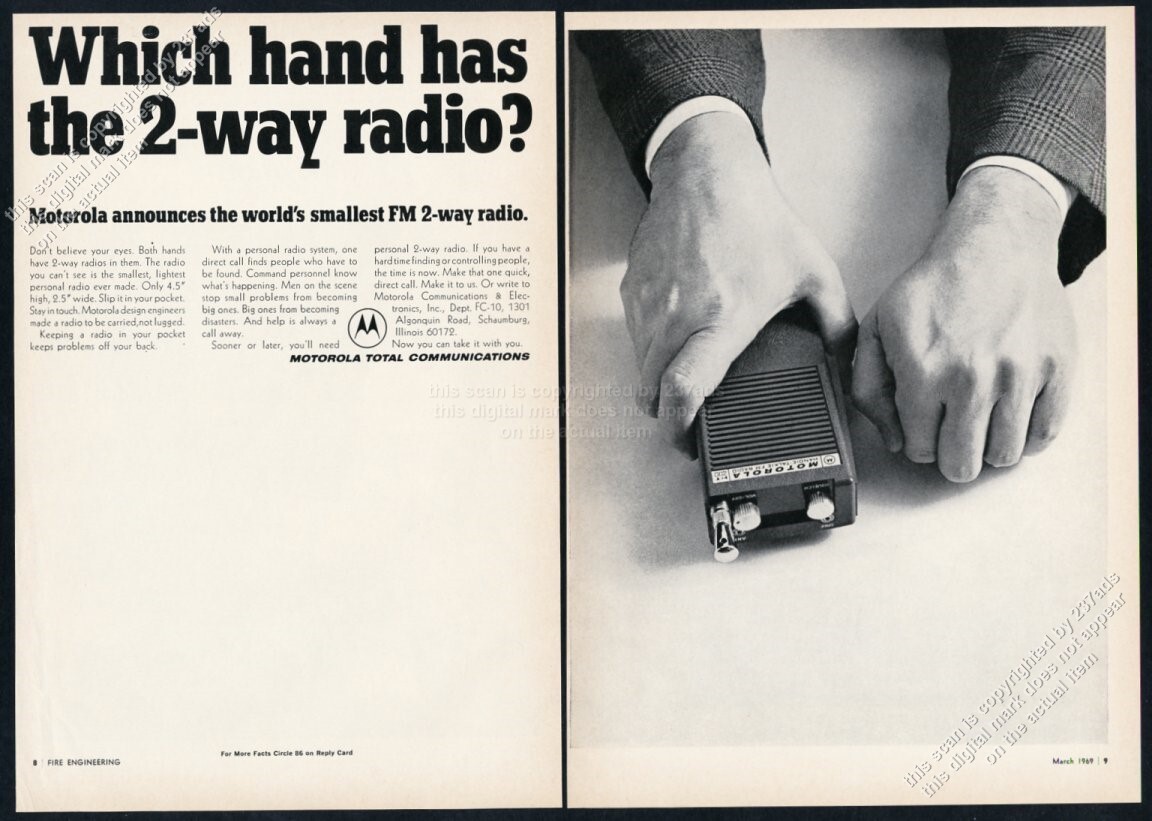 1969 Motorola HT-200 Handie Talkie 2-way police fire FM radio photo vtg ad