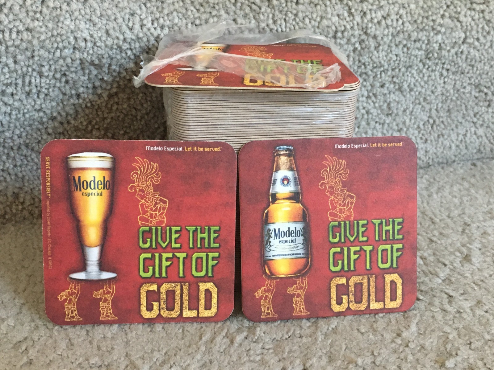 24 Beer Coasters Mexico Modelo Brewing Give The Gift of Gold G80