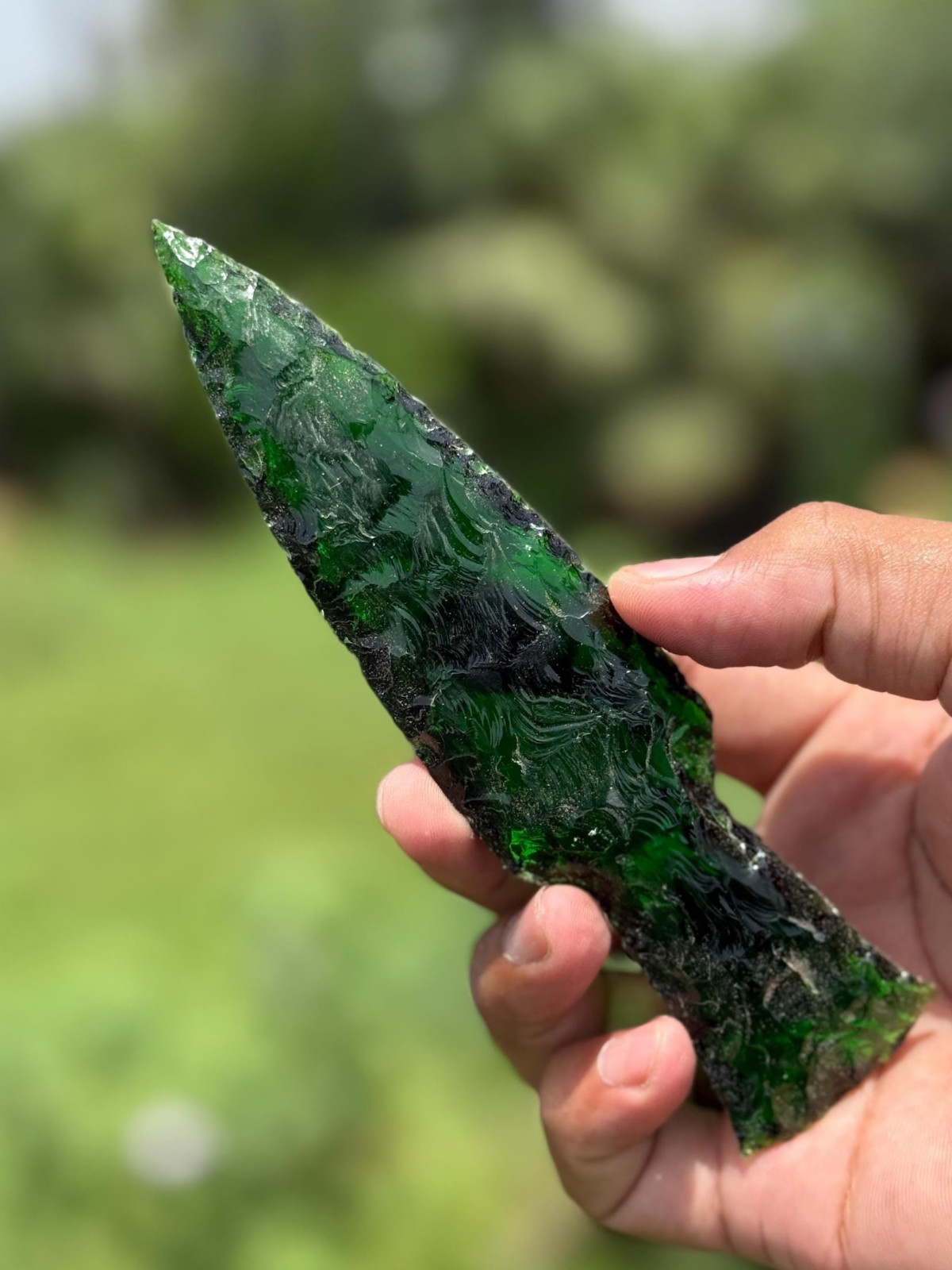 Green Obsidian Glass Knife Handmade Crystal Blade Size 4″–6″ Decorative