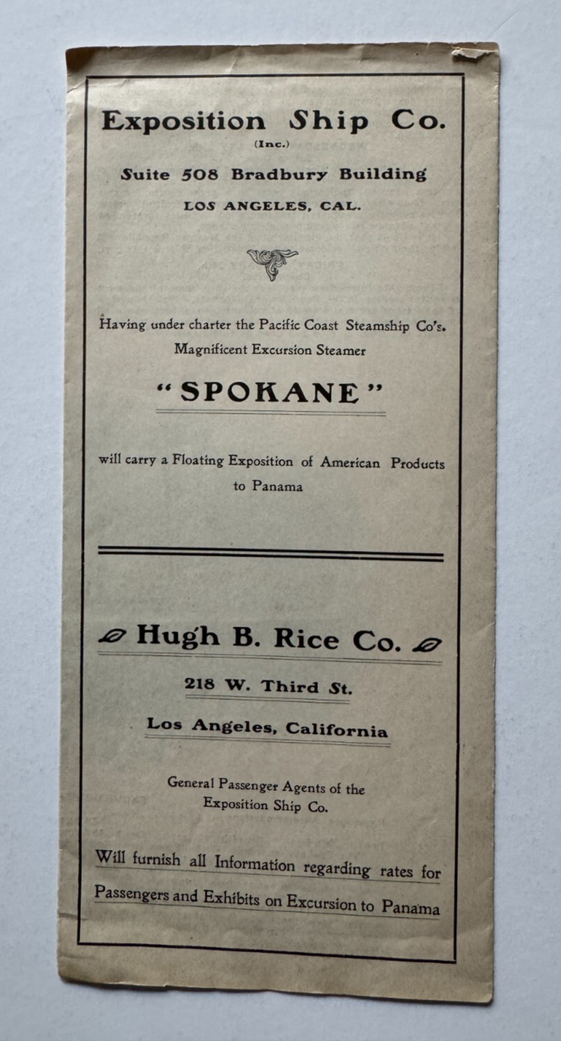 Vintage 1906 Brochure Pacific Coast Steamship Co SS Spokane Excursion to Panama