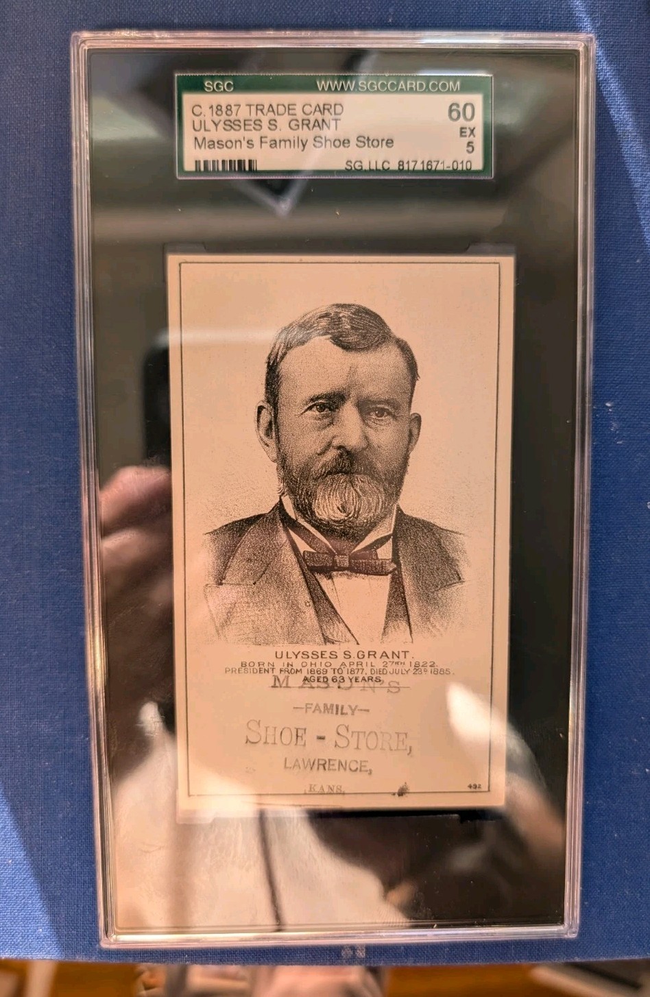 1880s Hd2a Trade Card Ulysses S. Grant SGC 5 EX Mason\'s Shoes None Higher 1880s Hd2a Trade Card Ulysses S. Grant SGC 5 EX Mason\'s Shoes None Higher