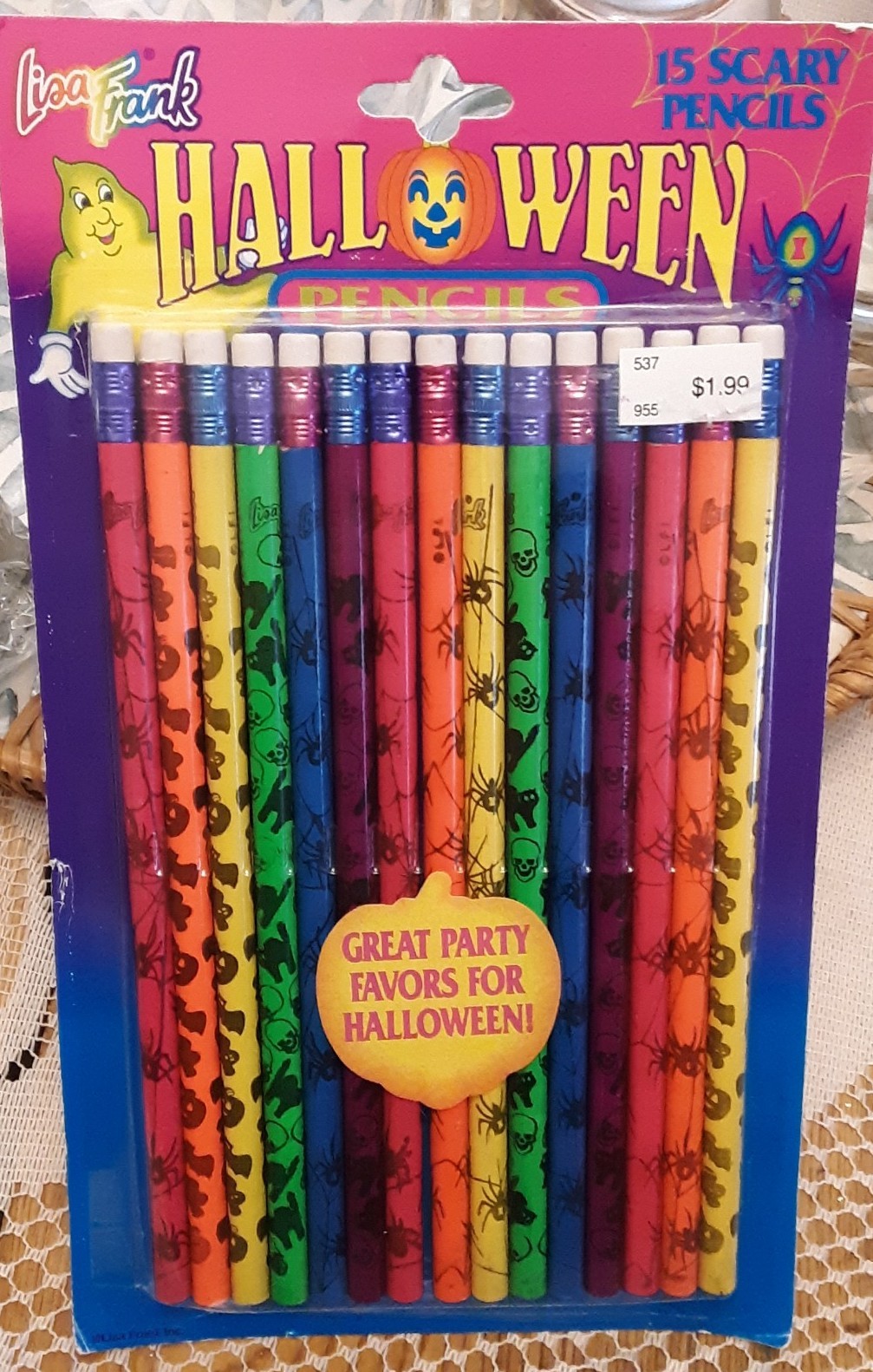 Vintage LISA FRANK Halloween Pencils 15 Scary Pencils Party Favors NIP NOS
