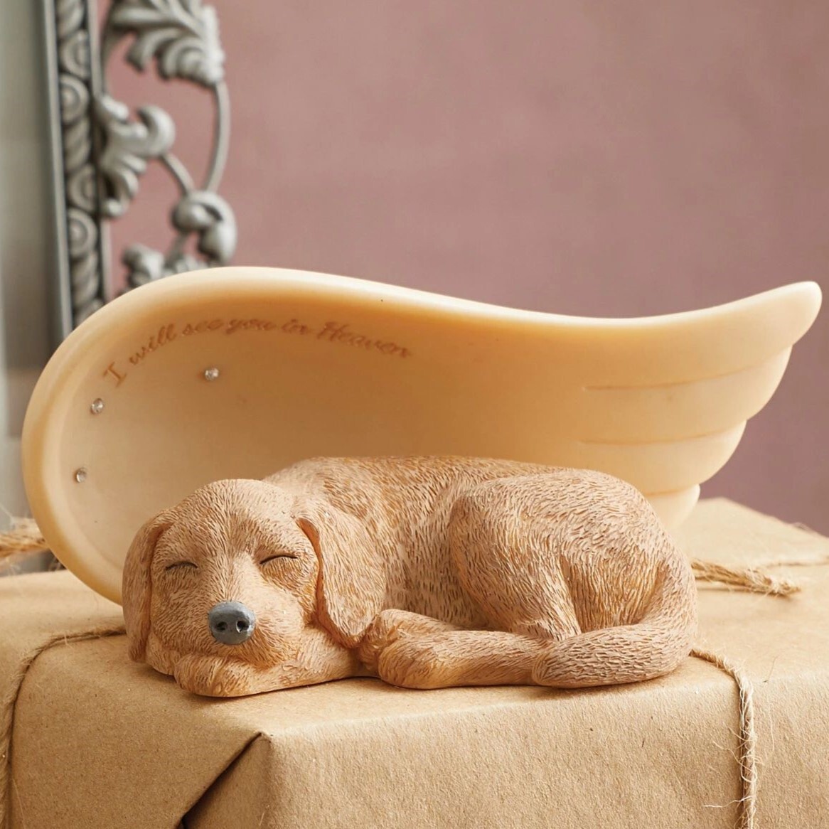✤ New FOUNDATIONS Figurine DOG ANGEL Heaven Winged Yellow Lab Puppy Pet Memorial