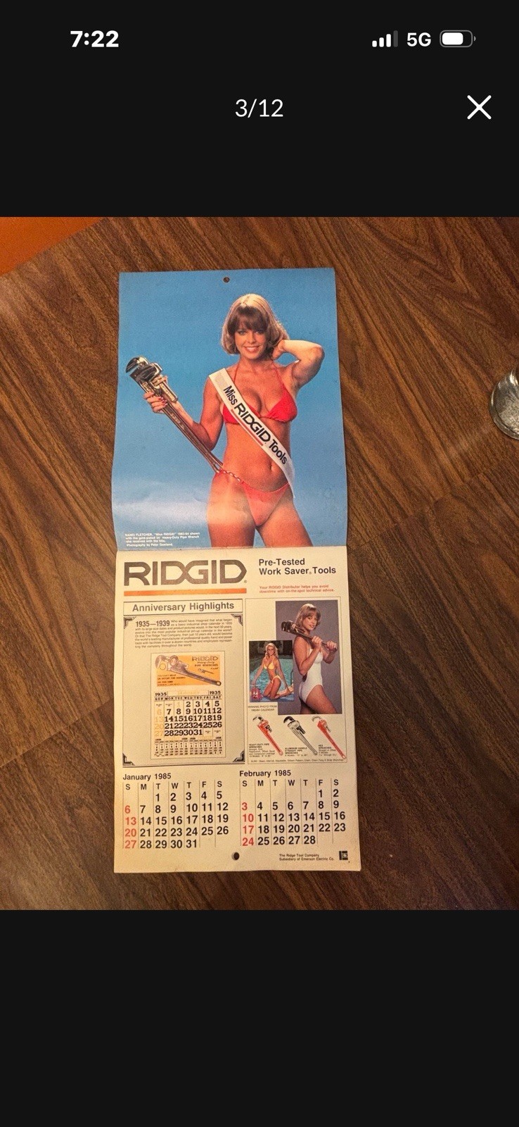 Vintage Ridgid Tool Advertising Calendar Poster Pin Up Girls Models Anniversary