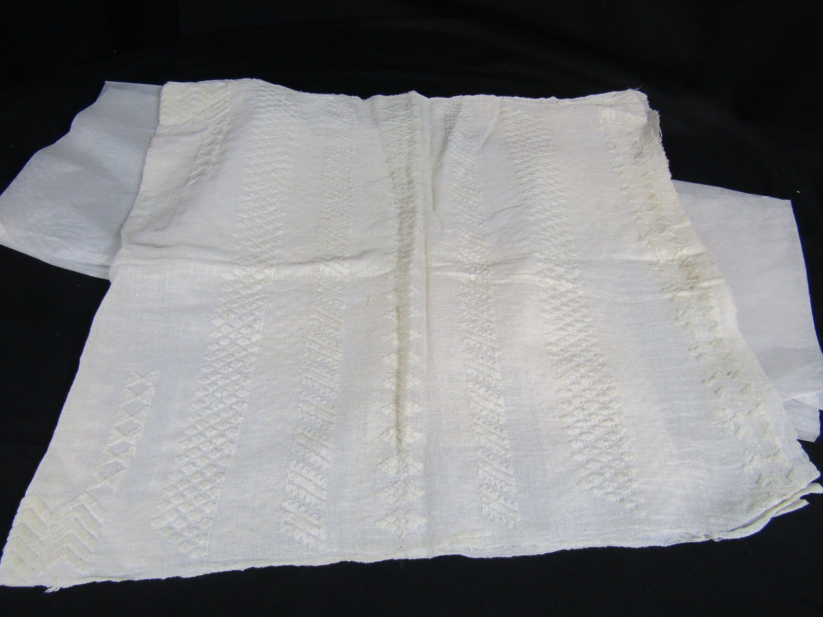 VINTAGE 1980's HAND SPUN/LOOMED WHITE COTTON FABRIC SAN BARTOLOME CHIAPAS MEX