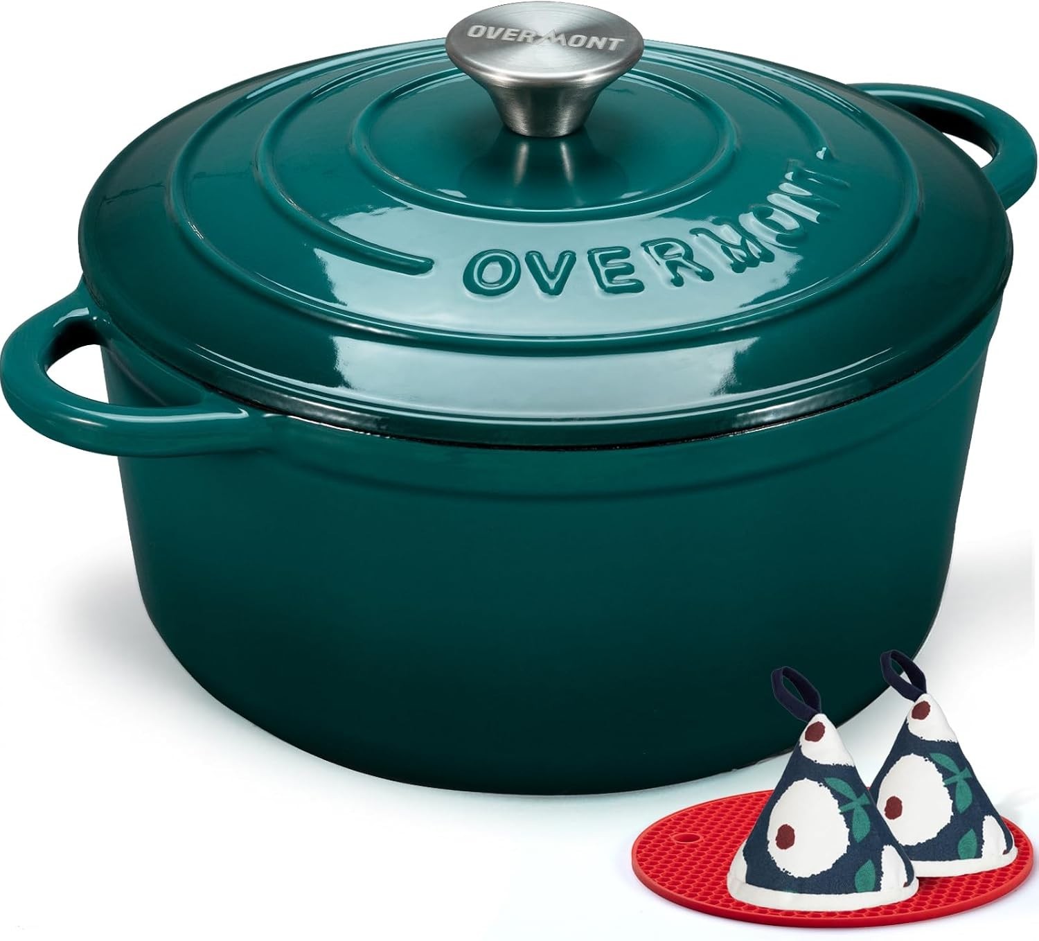 Stunning 4.5QT Enameled Cast Iron Cooking Pot with Cookbook and Cotton Handles