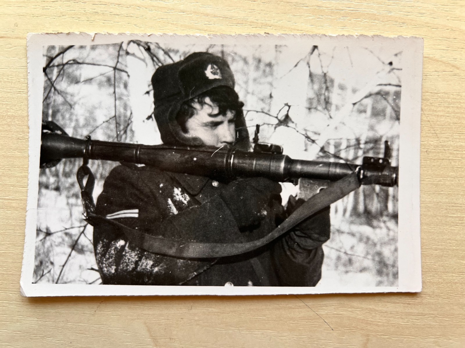 1970s Soldier Army Military Weapon Anti-tank Grenade launcher Vintage photo